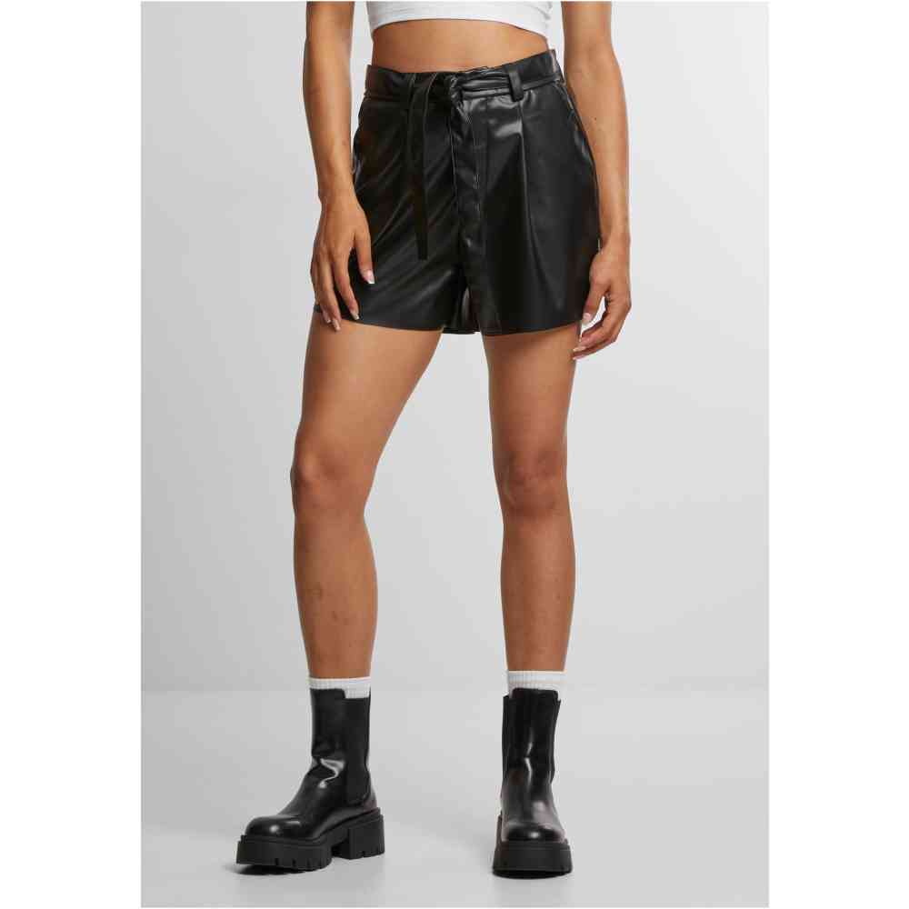 Urban Classics - Synthetic Leather Shorts - Black